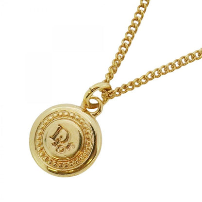 Christian Dior Necklace Dior Logo Round Shape Circle GP Plating Gold Ladies