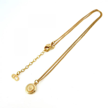 Christian Dior Necklace Dior Logo Round Shape Circle GP Plating Gold Ladies