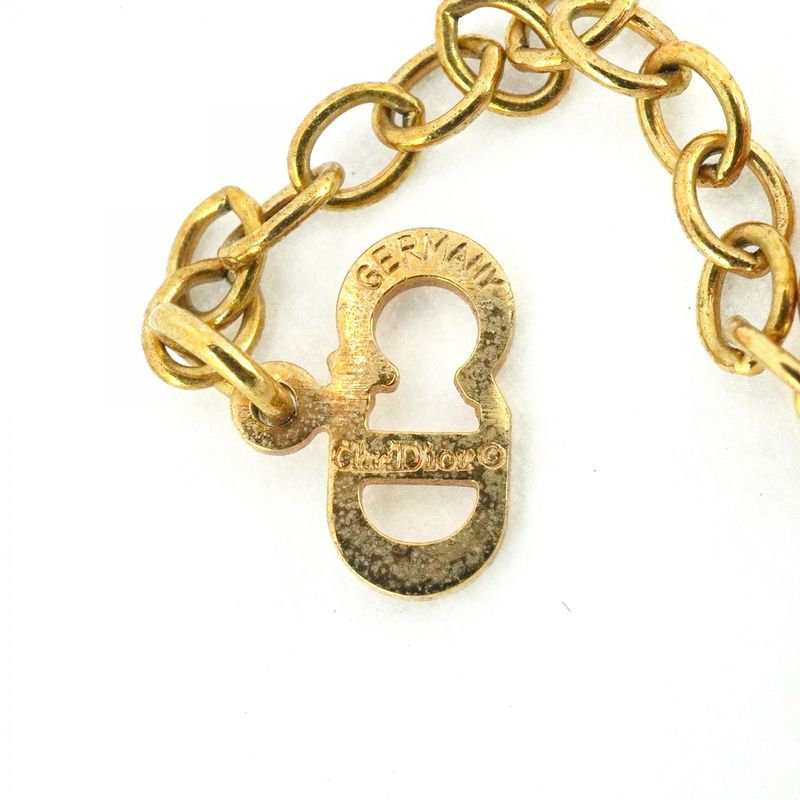 Christian Dior Necklace Dior Logo Round Shape Circle GP Plating Gold Ladies