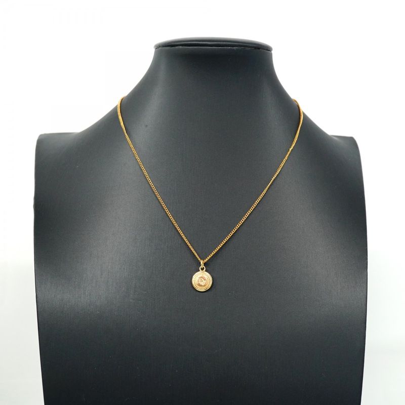 Christian Dior Necklace Dior Logo Round Shape Circle GP Plating Gold Ladies