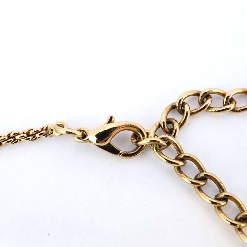 Christian Dior Necklace CD Logo GP Plated Rhinestone Gold Ladies