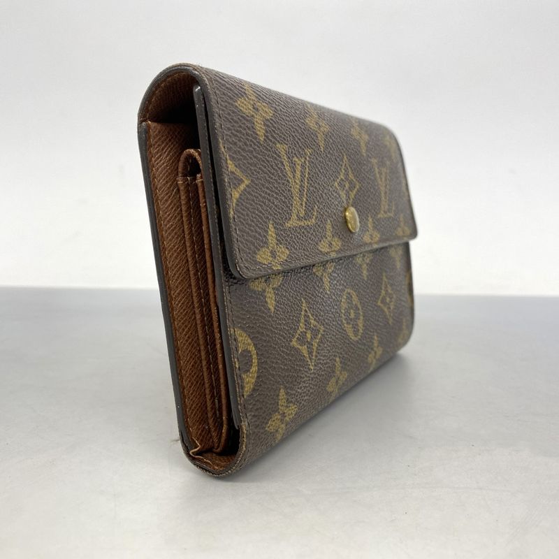 Louis Vuitton Trifold Wallet Monogram Porte Tresor Etuy Papier M61202 Brown