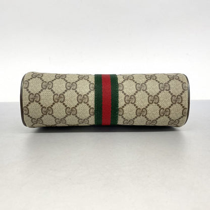 Gucci Pouch GG Supreme Sherry Line 32 014 3553 PVC Brown Gold Hardware Women's