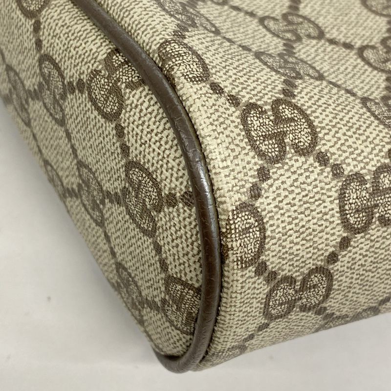 Gucci Pouch GG Supreme Sherry Line 32 014 3553 PVC Brown Gold Hardware Women's