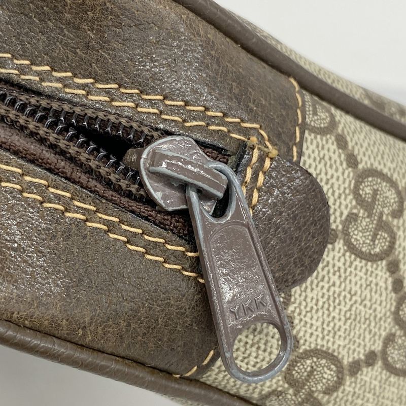 Gucci Pouch GG Supreme Sherry Line 32 014 3553 PVC Brown Gold Hardware Women's