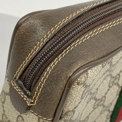 Gucci Pouch GG Supreme Sherry Line 32 014 3553 PVC Brown Gold Hardware Women's