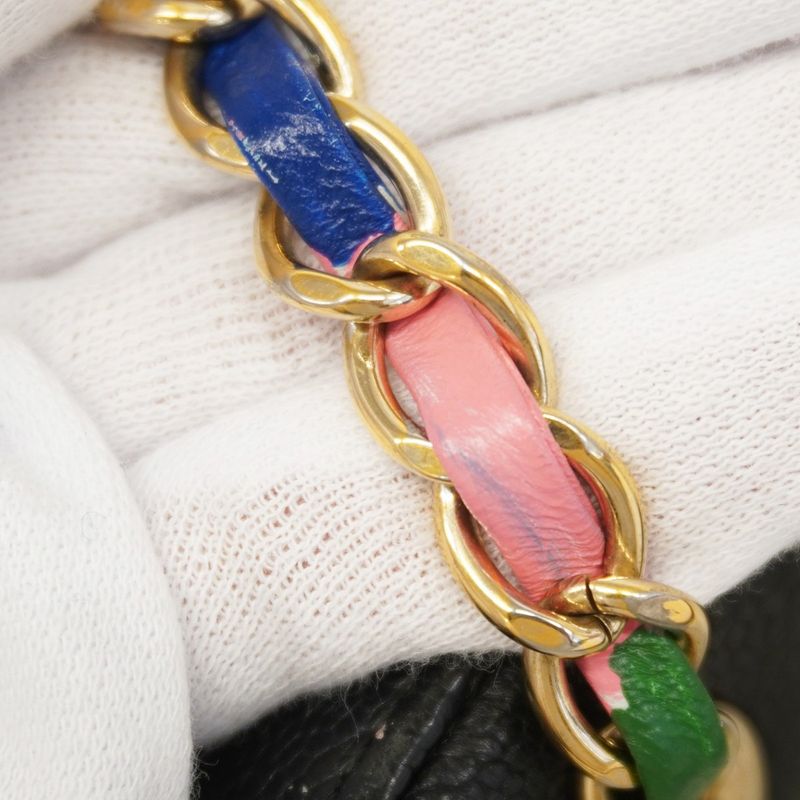 Chanel Shoulder Bag Matelasse Caviar Skin Black Gold Hardware Women