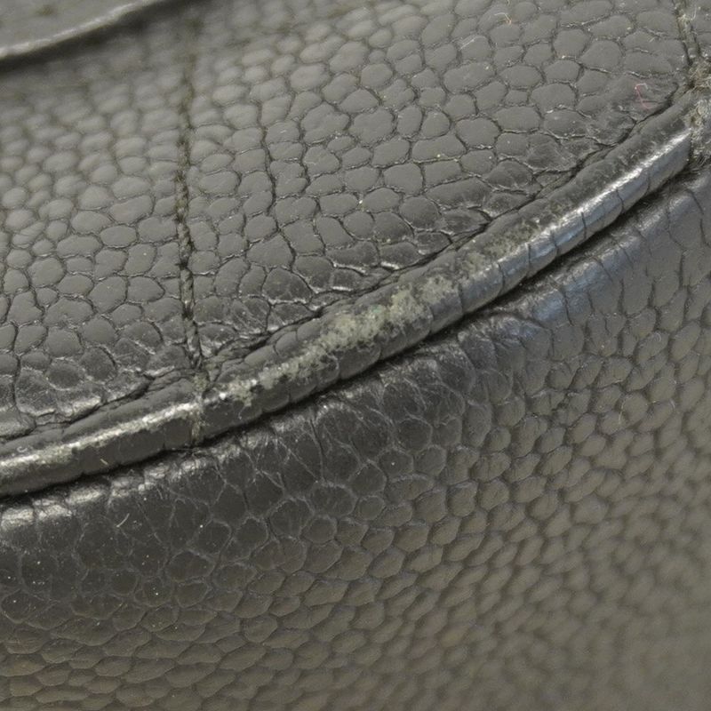 Chanel Shoulder Bag Matelasse Caviar Skin Black Gold Hardware Women