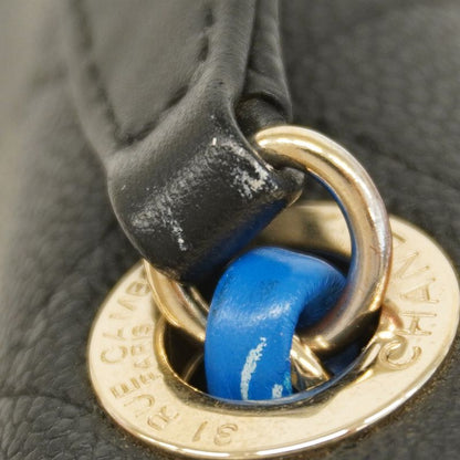 Chanel Shoulder Bag Matelasse Caviar Skin Black Gold Hardware Women