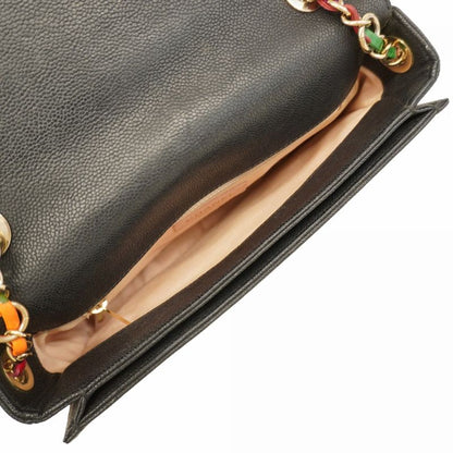 Chanel Shoulder Bag Matelasse Caviar Skin Black Gold Hardware Women