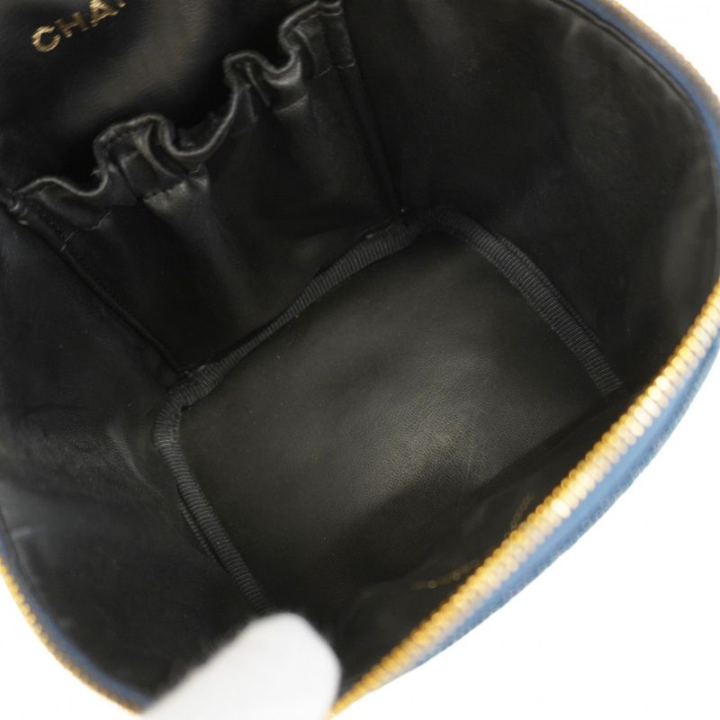 Chanel Vanity Bag Denim Blue Gold Hardware Women's