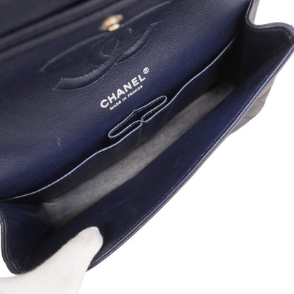 Chanel Shoulder Bag Matelasse Caviar Skin Navy Silver Hardware Women's