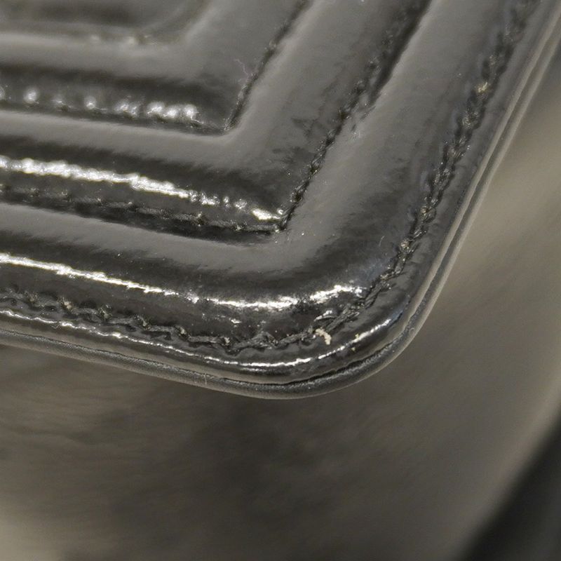 Chanel Shoulder Bag Boy Chanel Patent Leather Black Silver Hardware Ladies