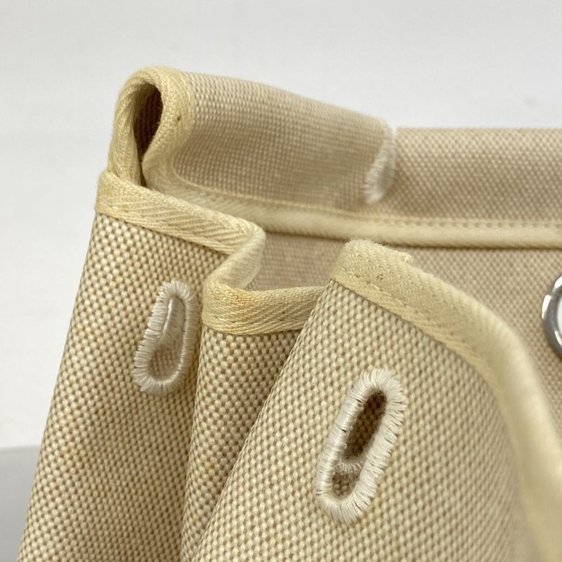 Hermes Handbag Herbag Her Bag MM Toile Ash Natural Silver Hardware C Engraved