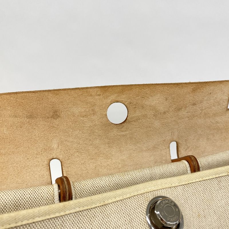 Hermes Handbag Herbag Her Bag MM Toile Ash Natural Silver Hardware C Engraved