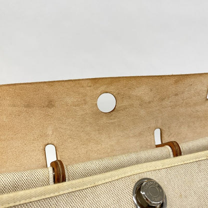 Hermes Handbag Herbag Her Bag MM Toile Ash Natural Silver Hardware C Engraved