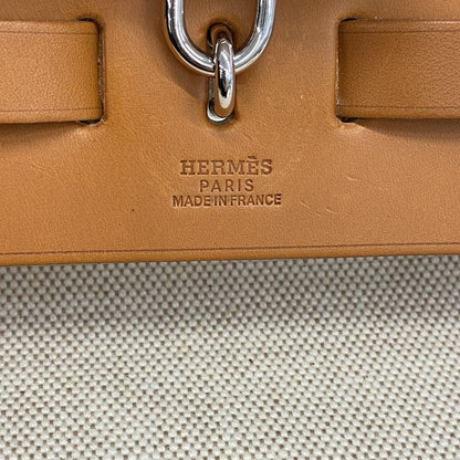 Hermes Handbag Herbag Her Bag MM Toile Ash Natural Silver Hardware C Engraved