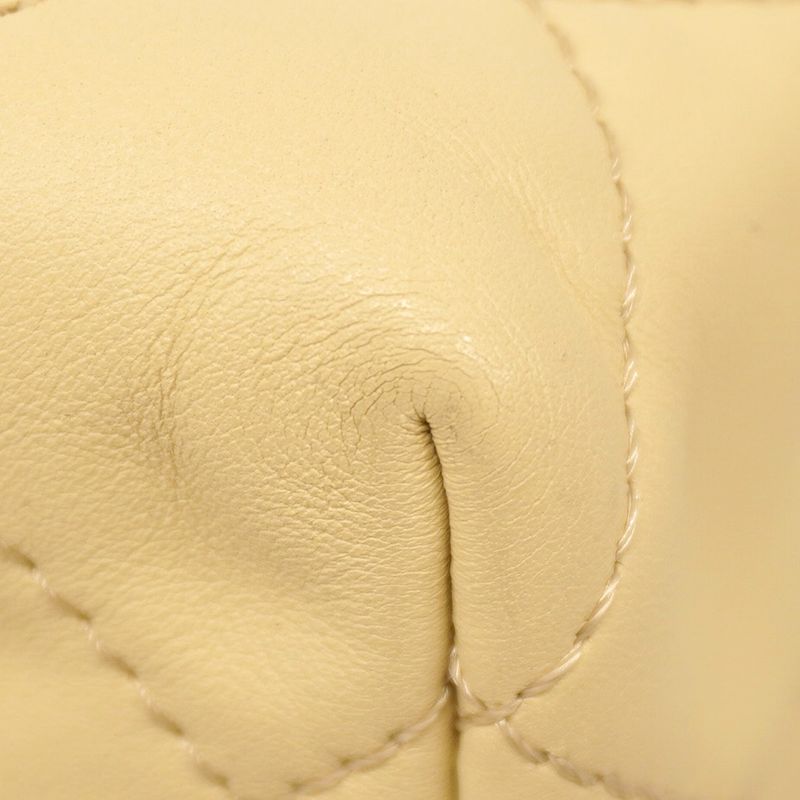 Chanel Shoulder Bag Big Matelasse Leather Beige Silver Hardware Women's