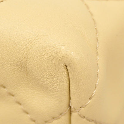 Chanel Shoulder Bag Big Matelasse Leather Beige Silver Hardware Women's