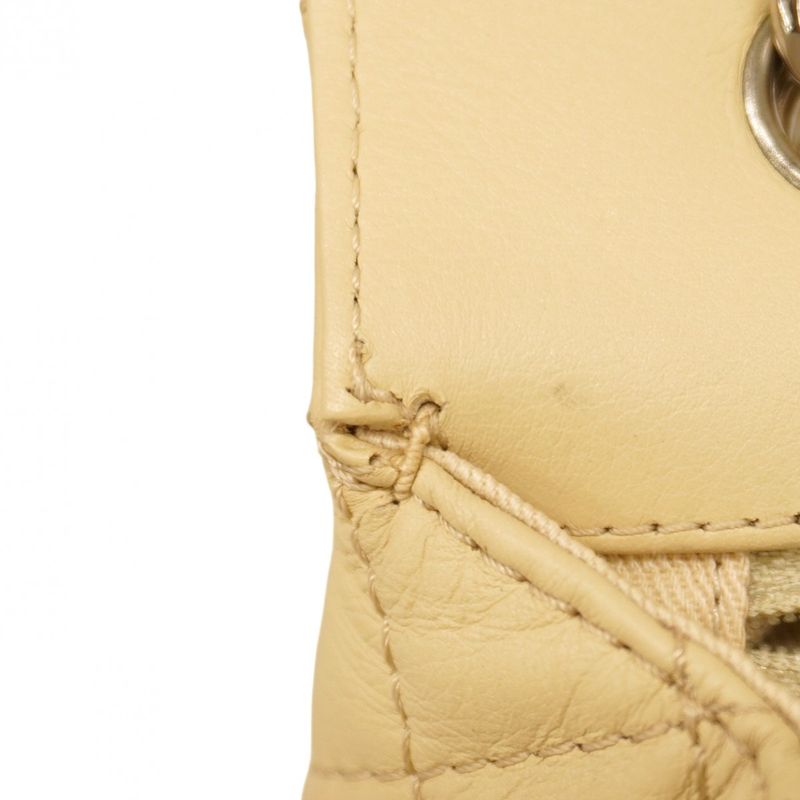 Chanel Shoulder Bag Big Matelasse Leather Beige Silver Hardware Women's
