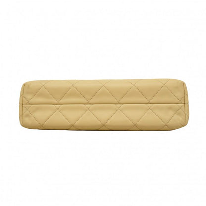 Chanel Shoulder Bag Big Matelasse Leather Beige Silver Hardware Women's