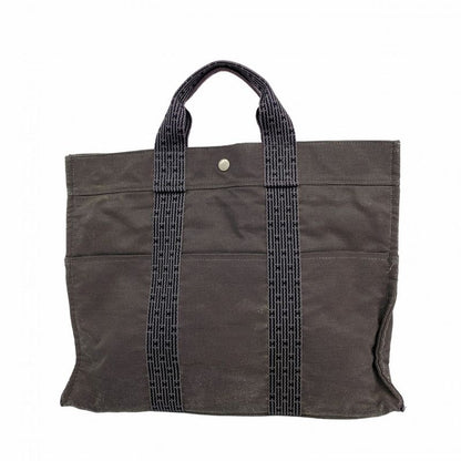Hermes Tote Bag Her Line MM Canvas Gray Silver Hardware Women