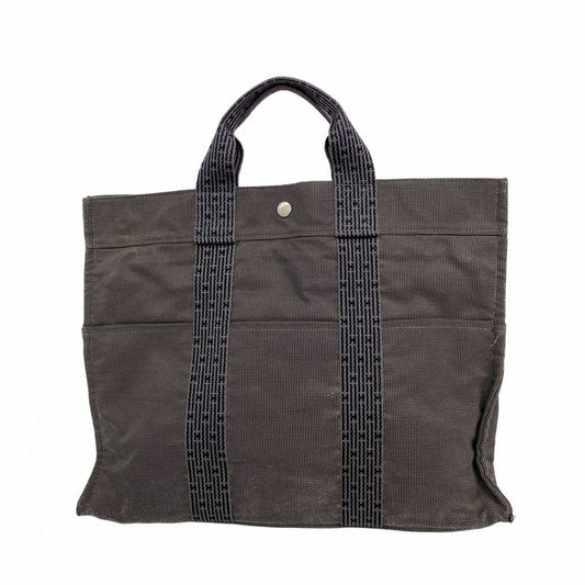Hermes Tote Bag Her Line MM Canvas Gray Silver Hardware Women
