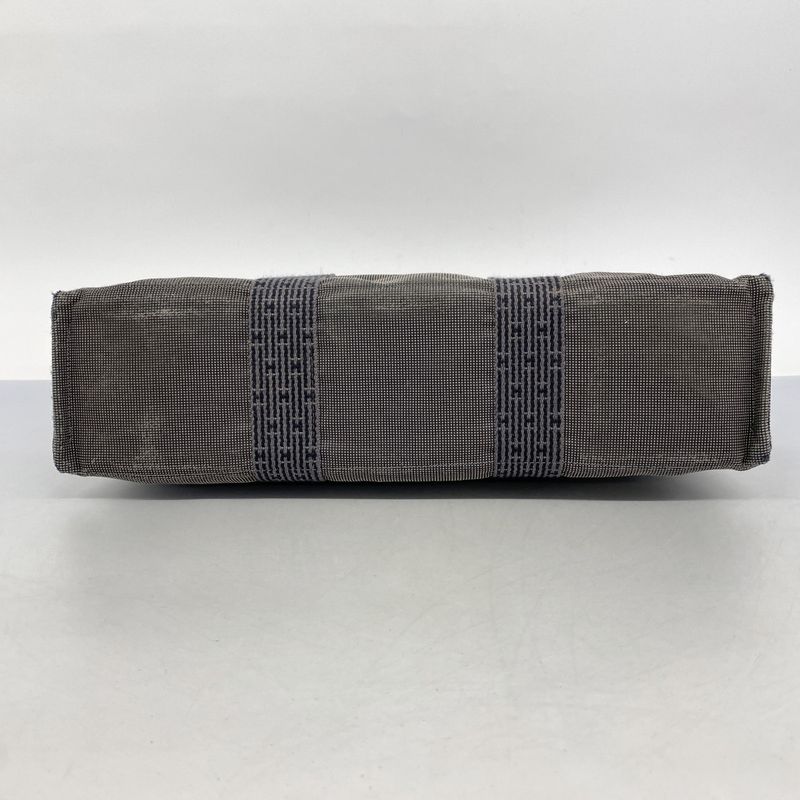 Hermes Tote Bag Her Line MM Canvas Gray Silver Hardware Women