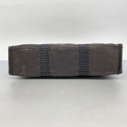 Hermes Tote Bag Her Line MM Canvas Gray Silver Hardware Women