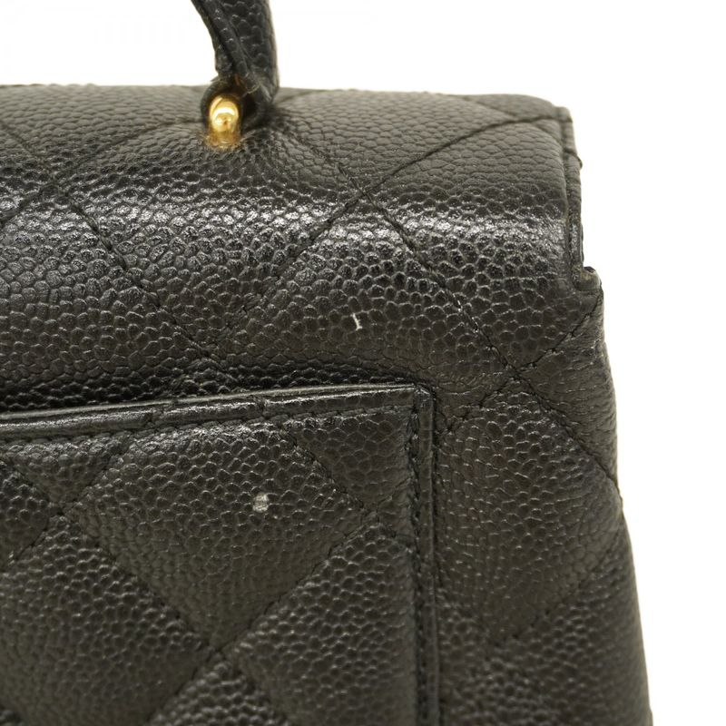 Chanel Handbag Matelasse Caviar Skin Black Gold Hardware Women's