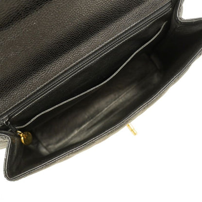 Chanel Handbag Matelasse Caviar Skin Black Gold Hardware Women's