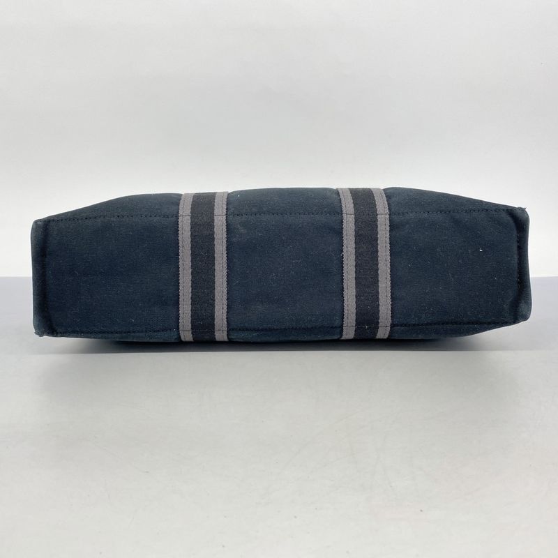 Hermes Tote Bag Fourre Tout MM Canvas Black Silver Hardware Ladies