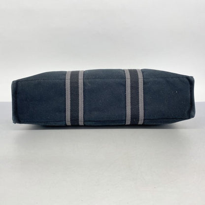 Hermes Tote Bag Fourre Tout MM Canvas Black Silver Hardware Ladies