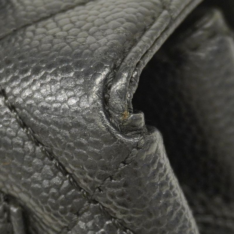 Chanel Handbag Matelasse Caviar Skin Black Gold Hardware Women's