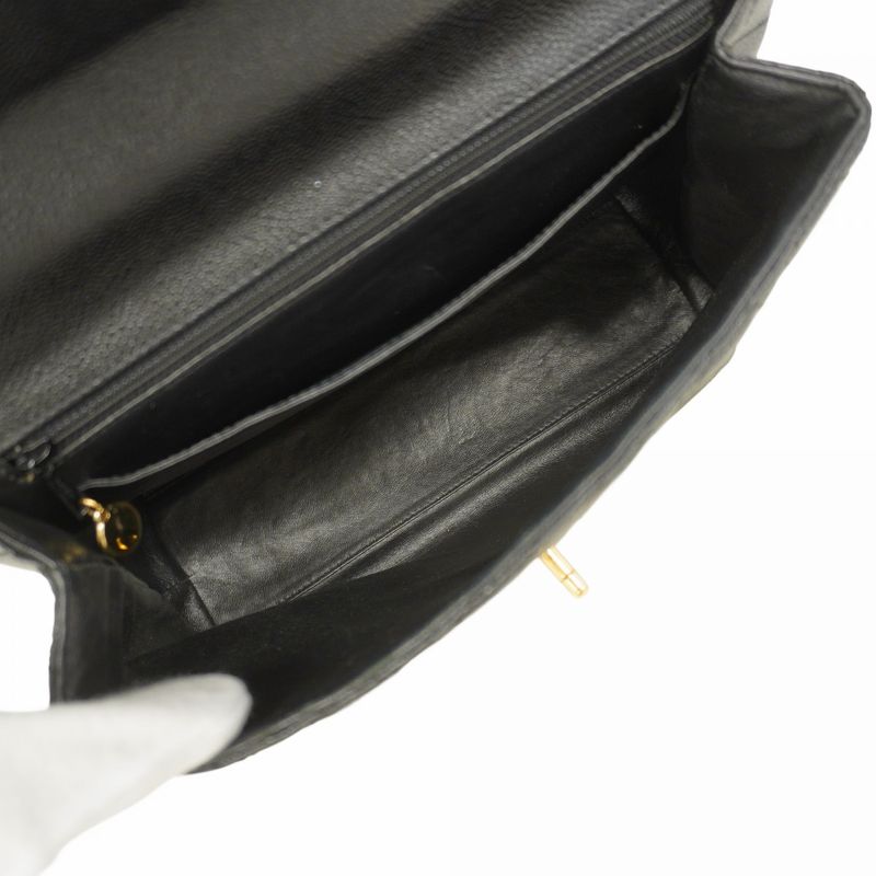 Chanel Handbag Matelasse Caviar Skin Black Gold Hardware Women's