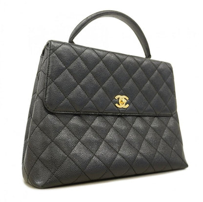 Chanel Handbag Matelasse Caviar Skin Black Gold Hardware Women's