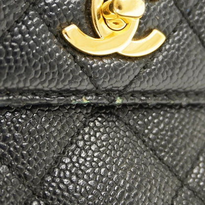 Chanel Handbag Matelasse Caviar Skin Black Gold Hardware Women's