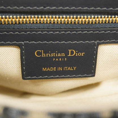 Christian Dior Handbag Trotter Oblique Saddle Canvas Navy Gold Hardware Women's