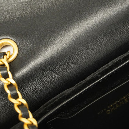 Chanel Handbag Matelasse Velor Black Gold Hardware 2way Bag Ladies