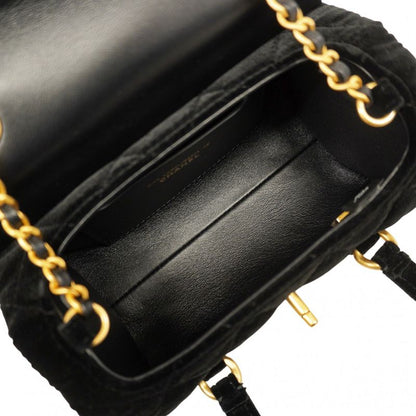 Chanel Handbag Matelasse Velor Black Gold Hardware 2way Bag Ladies