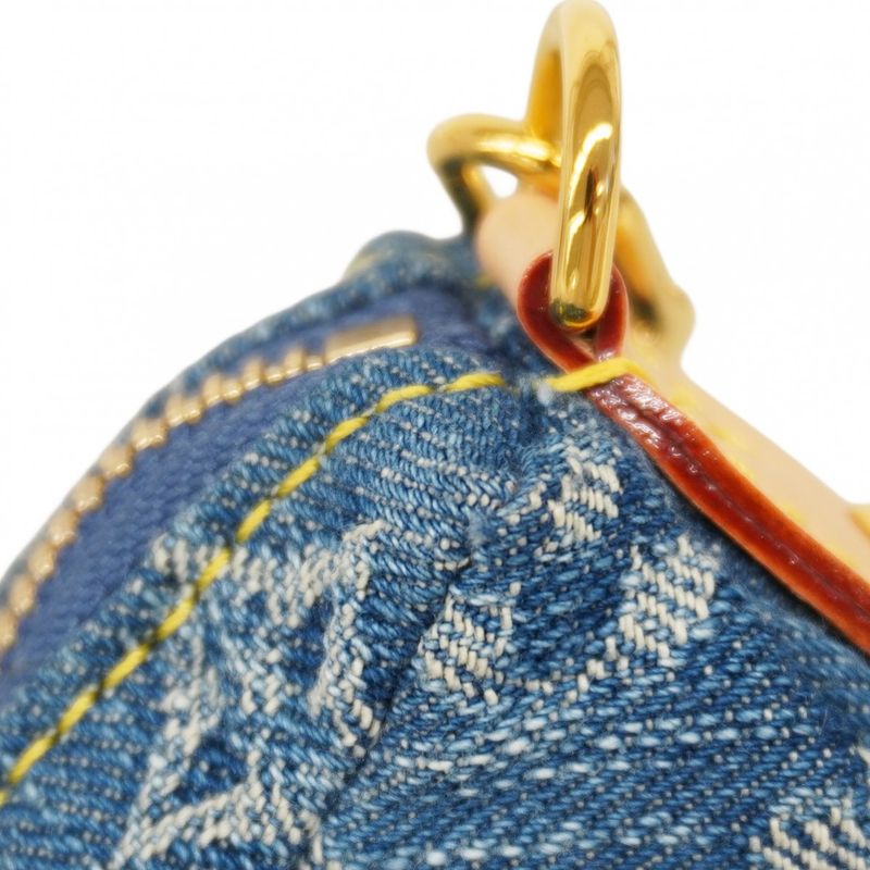 Louis Vuitton Handbag Monogram Denim Pochette Valley M13571 Blue Ladies