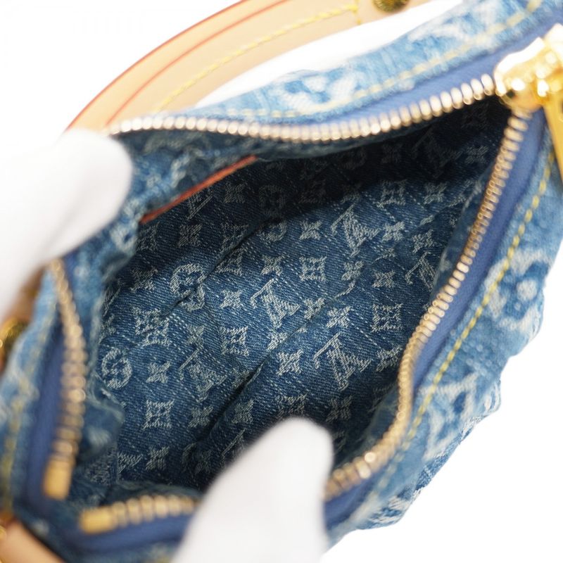 Louis Vuitton Handbag Monogram Denim Pochette Valley M13571 Blue Ladies