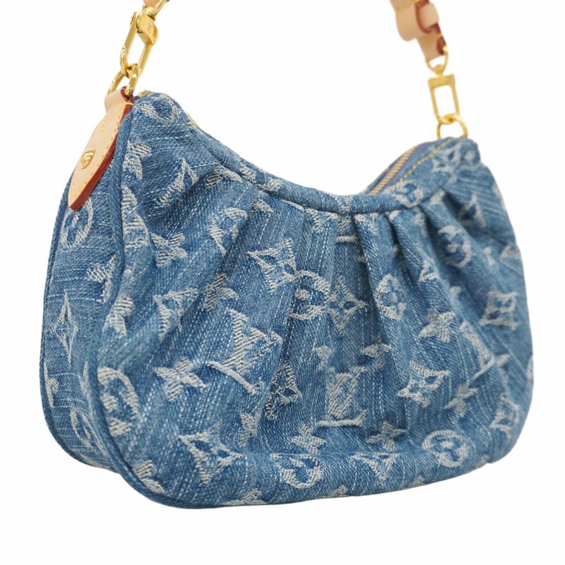 Louis Vuitton Handbag Monogram Denim Pochette Valley M13571 Blue Ladies