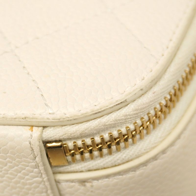 Chanel Handbag Matelasse Caviar Skin White Gold Hardware 2way Bag Ladies