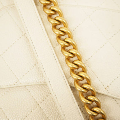 Chanel Handbag Matelasse Caviar Skin White Gold Hardware 2way Bag Ladies