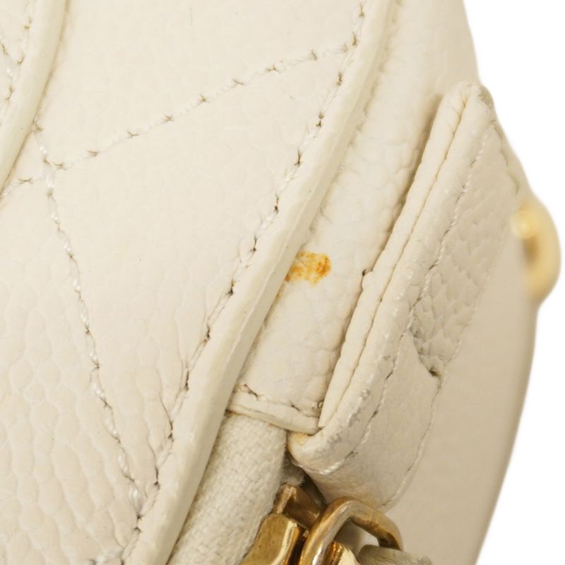 Chanel Handbag Matelasse Caviar Skin White Gold Hardware 2way Bag Ladies