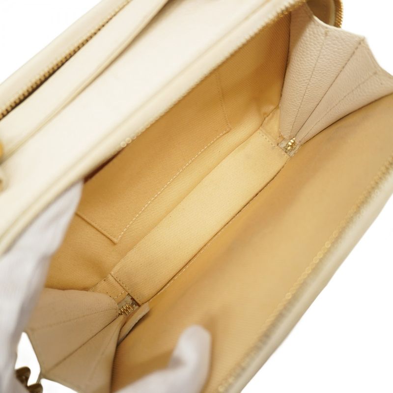 Chanel Handbag Matelasse Caviar Skin White Gold Hardware 2way Bag Ladies