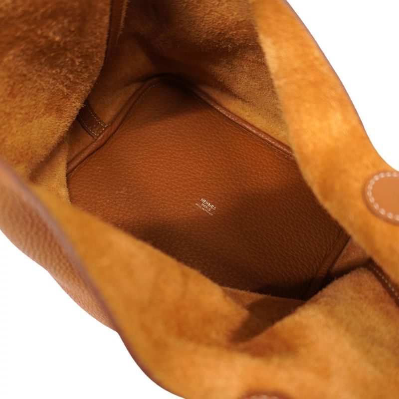 Hermes Handbag Picotan Lock MM Taurillon Clemence Gold Silver Hardware X