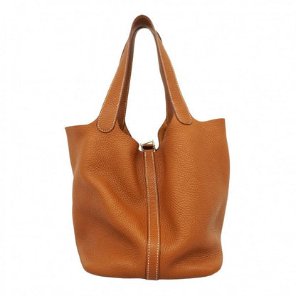 Hermes Handbag Picotan Lock MM Taurillon Clemence Gold Silver Hardware X