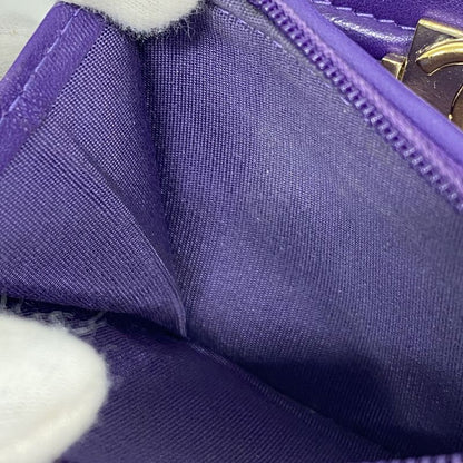 Chanel Trifold Wallet Boy Chanel Lambskin Purple Gold Hardware Women's